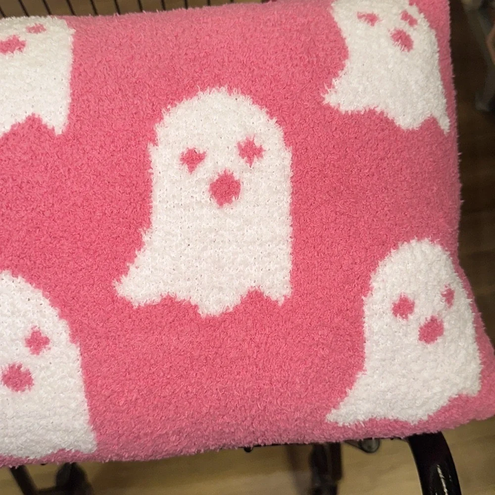 NEW Cupcakes and Cashmere Hot Pink Ghost Pillow